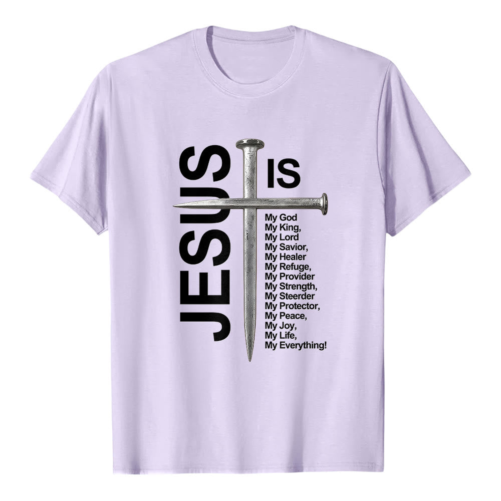 Christianartworkshop „Jesus ist mein Ein und Alles“ Nagelkreuz Premium Kurzarm-T-Shirt - Lila - 2XL - image 3