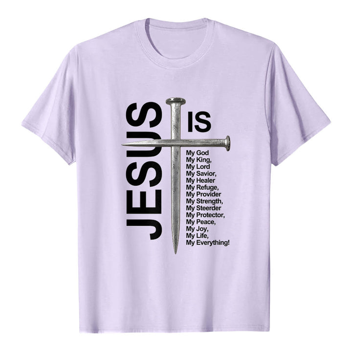 Christianartworkshop „Jesus ist mein Ein und Alles“ Nagelkreuz Premium Kurzarm-T-Shirt - Lila - 2XL - image 3