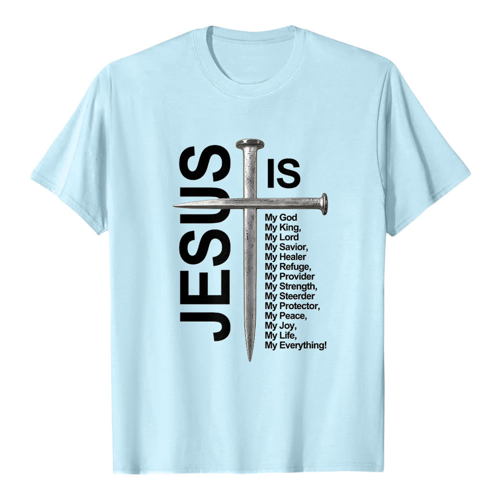 Christianartworkshop „Jesus ist mein Ein und Alles“ Nagelkreuz Premium Kurzarm-T-Shirt - Blau - 2XL - image 5