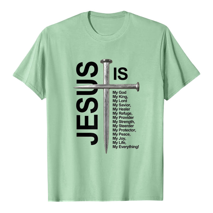 Christianartworkshop „Jesus ist mein Ein und Alles“ Nagelkreuz Premium Kurzarm-T-Shirt - Hellgrün - 2XL - image 6