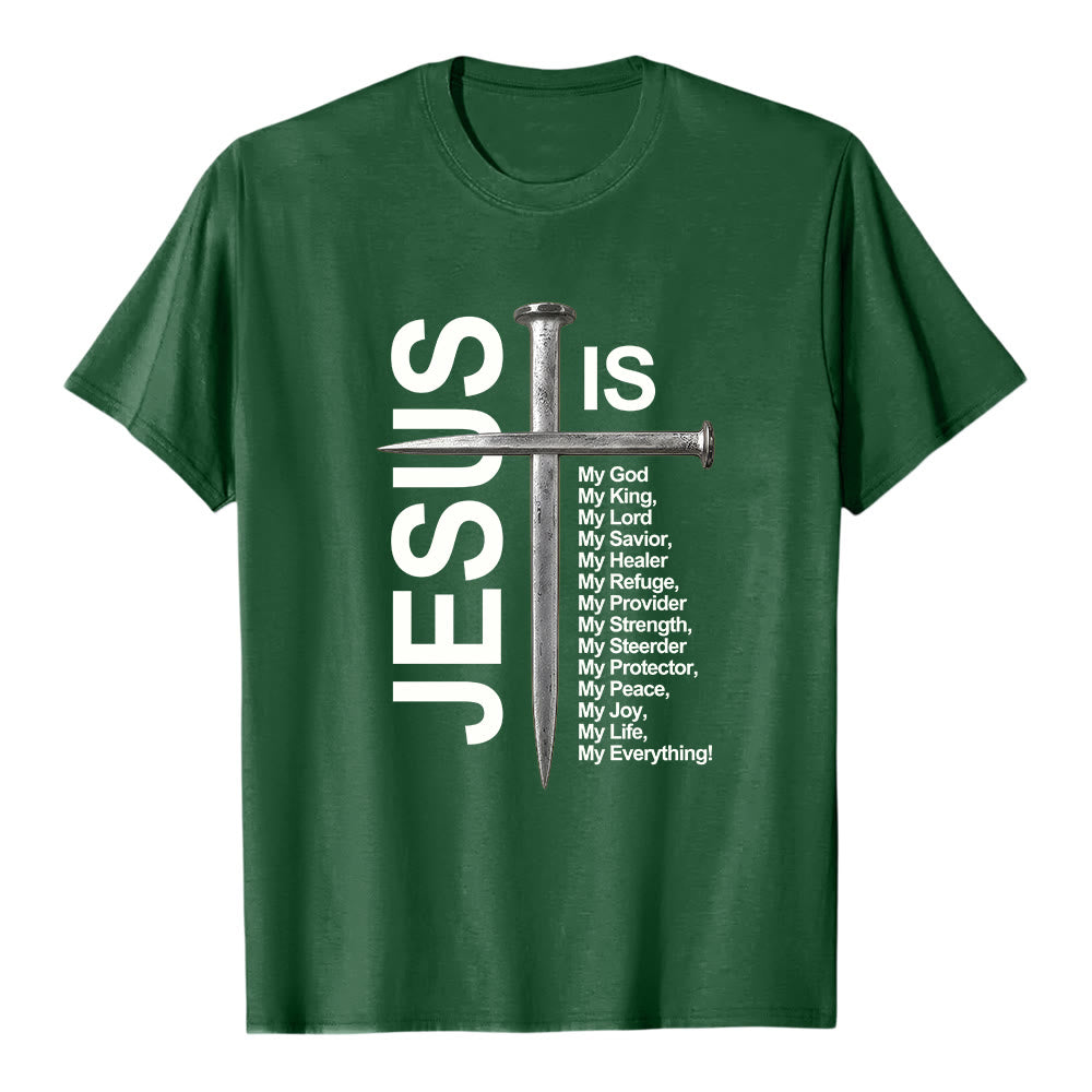 Christianartworkshop „Jesus ist mein Ein und Alles“ Nagelkreuz Premium Kurzarm-T-Shirt - Dunkelgrün - 2XL - image 7