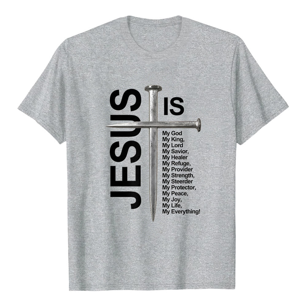 Christianartworkshop „Jesus ist mein Ein und Alles“ Nagelkreuz Premium Kurzarm-T-Shirt - Grau - 2XL - image 2