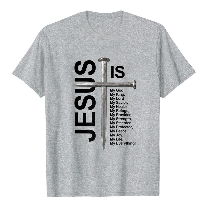 Christianartworkshop „Jesus ist mein Ein und Alles“ Nagelkreuz Premium Kurzarm-T-Shirt - Grau - 2XL - image 2