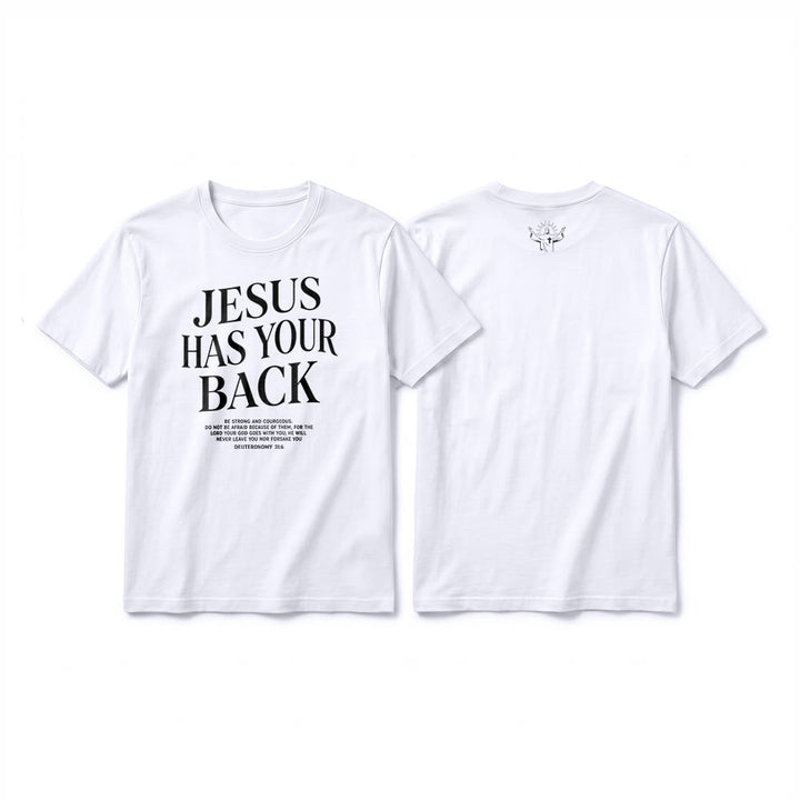Christianartworkshop „Jesus steht hinter dir“ – Premium-T-Shirt für selbstbewusste Gläubige (Kurzarm) - Weiß - 2XL - image 4