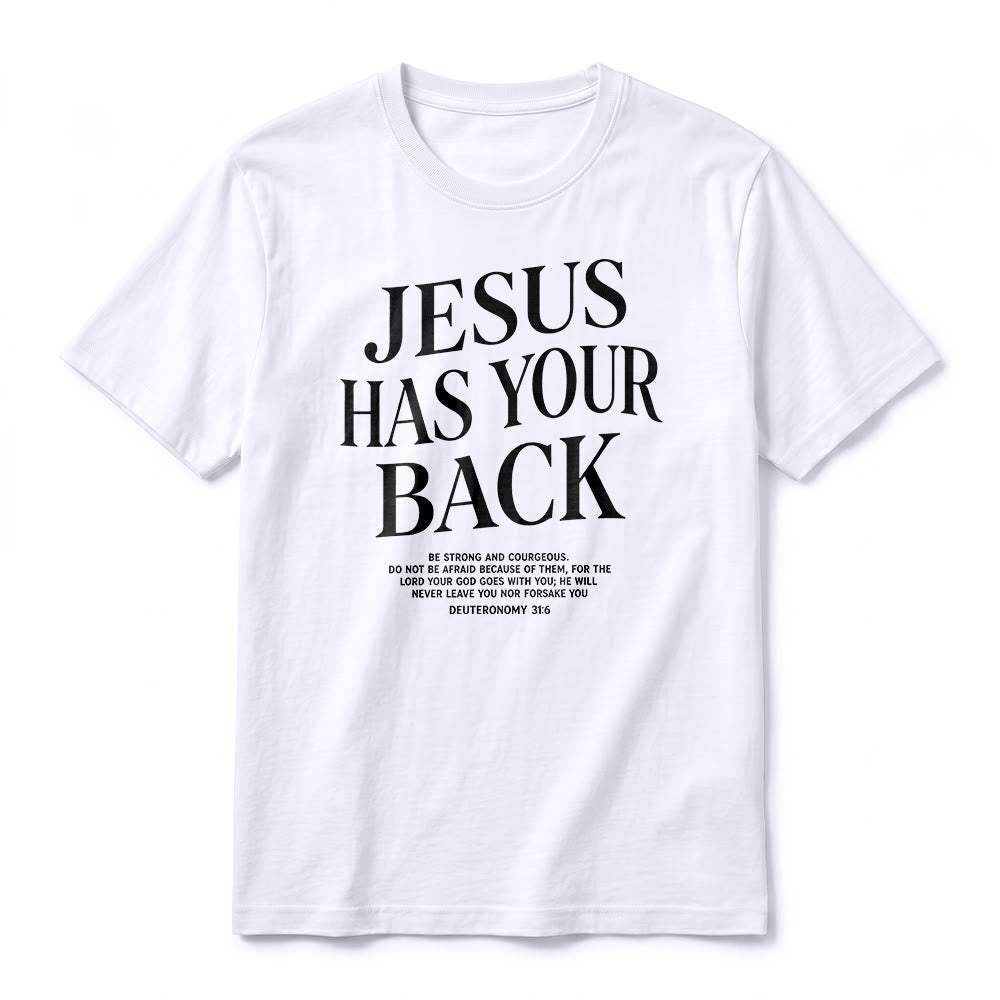 Christianartworkshop „Jesus steht hinter dir“ – Premium-T-Shirt für selbstbewusste Gläubige (Kurzarm) - image 6
