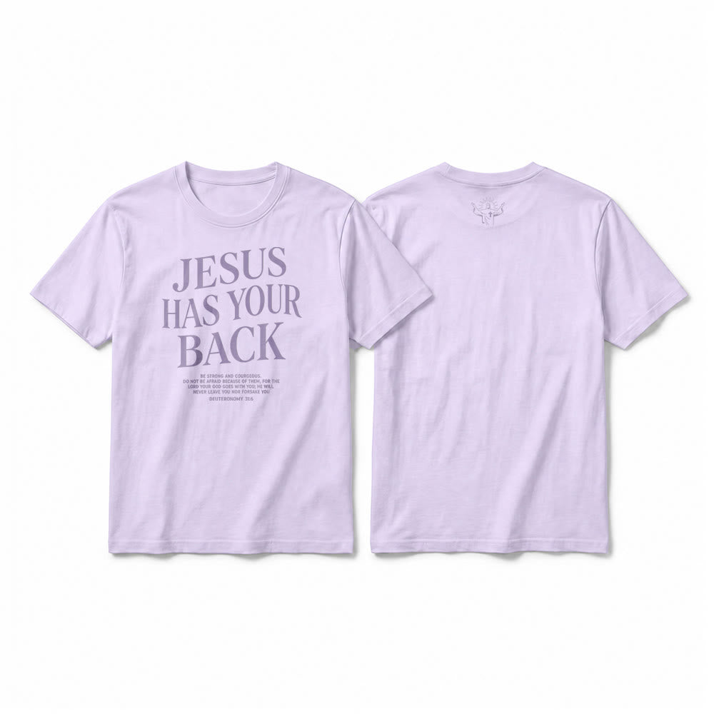 Christianartworkshop „Jesus steht hinter dir“ – Premium-T-Shirt für selbstbewusste Gläubige (Kurzarm) - Lila - 2XL - image 10