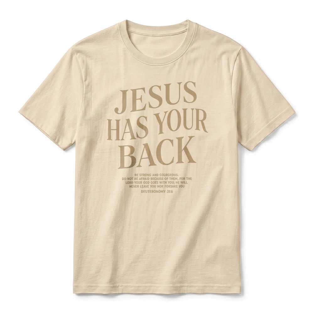 Christianartworkshop „Jesus steht hinter dir“ – Premium-T-Shirt für selbstbewusste Gläubige (Kurzarm) - image 2