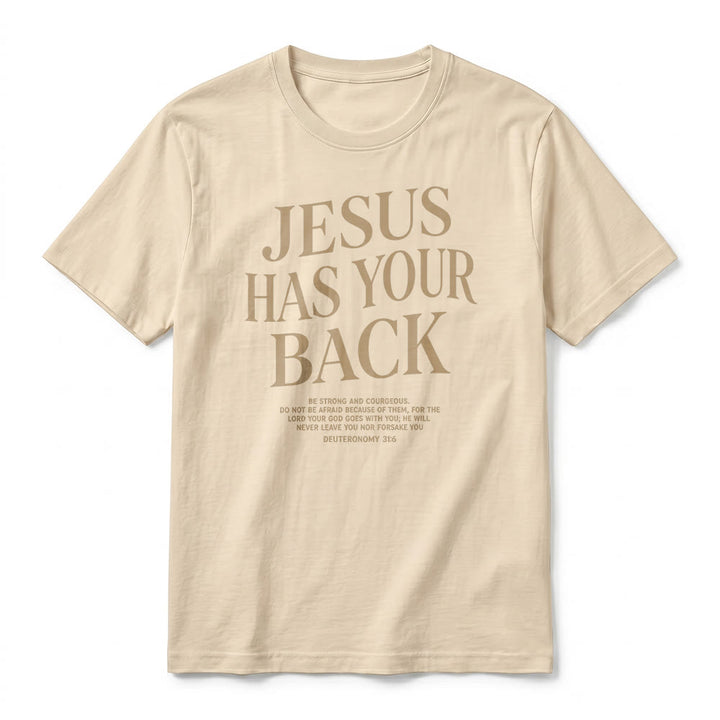 Christianartworkshop „Jesus steht hinter dir“ – Premium-T-Shirt für selbstbewusste Gläubige (Kurzarm) - image 2