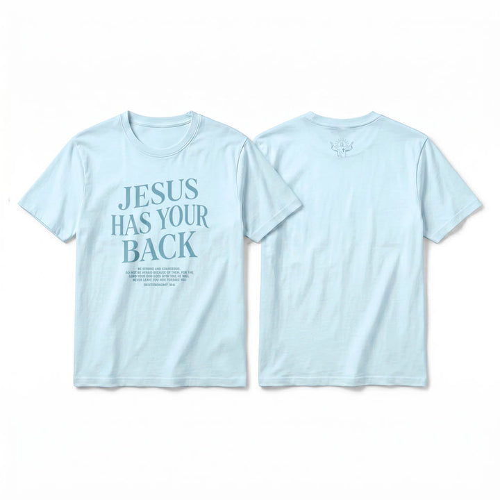Christianartworkshop „Jesus steht hinter dir“ – Premium-T-Shirt für selbstbewusste Gläubige (Kurzarm) - Blau - 2XL - image 7