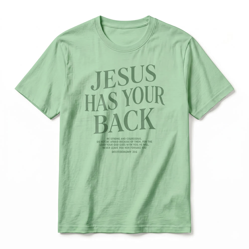 Christianartworkshop „Jesus steht hinter dir“ – Premium-T-Shirt für selbstbewusste Gläubige (Kurzarm) - image 20