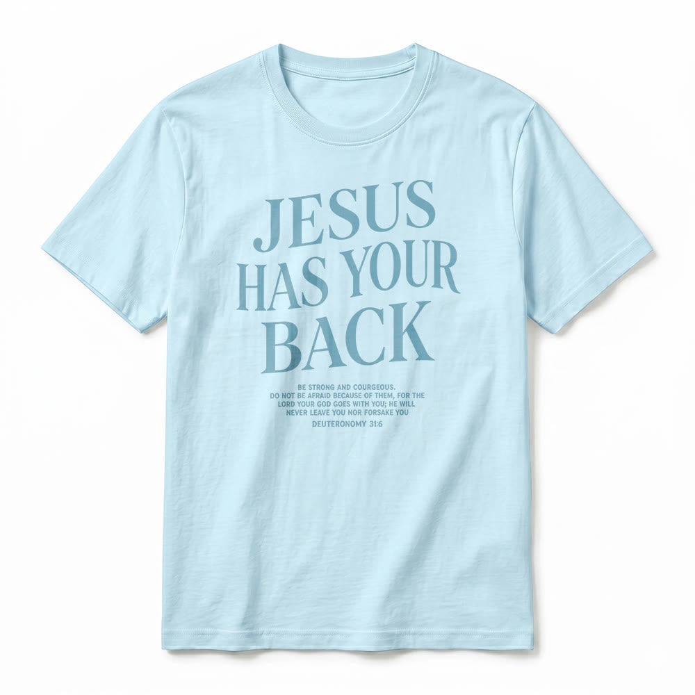Christianartworkshop „Jesus steht hinter dir“ – Premium-T-Shirt für selbstbewusste Gläubige (Kurzarm) - image 8