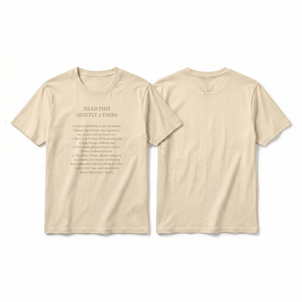 Christianartworkshop „Lies dies zweimal leise“ – Lustiges Premium-T-Shirt mit kurzen Ärmeln (Glaube) - Beige - 2XL - image 14