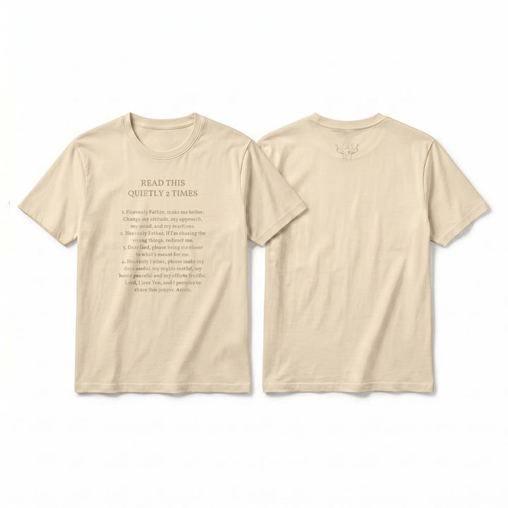 Christianartworkshop „Lies dies zweimal leise“ – Lustiges Premium-T-Shirt mit kurzen Ärmeln (Glaube) - Beige - 2XL - image 14