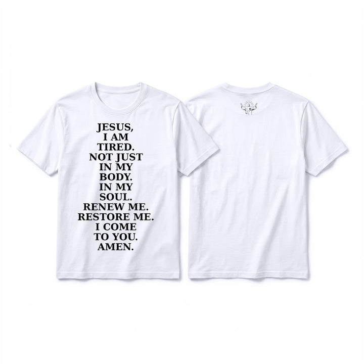 Christianartworkshop „Jesus, ich bin müde, erneuere mich“ – Andachts-T-Shirt mit kurzen Ärmeln (Premium-Qualität) - Weiß - 2XL - image 7