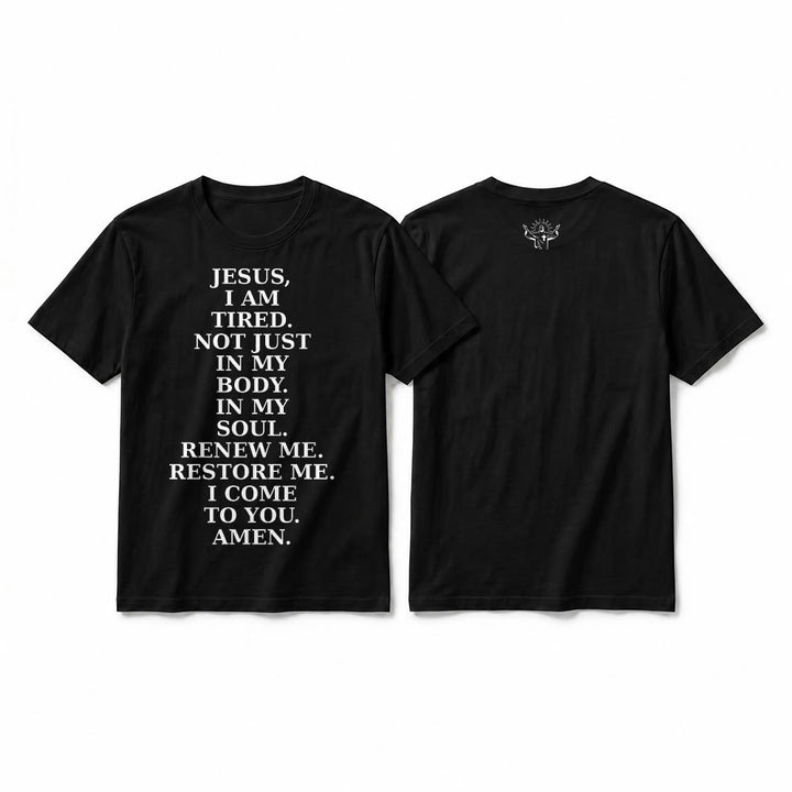 Christianartworkshop „Jesus, ich bin müde, erneuere mich“ – Andachts-T-Shirt mit kurzen Ärmeln (Premium-Qualität) - Schwarz - 2XL - image 10
