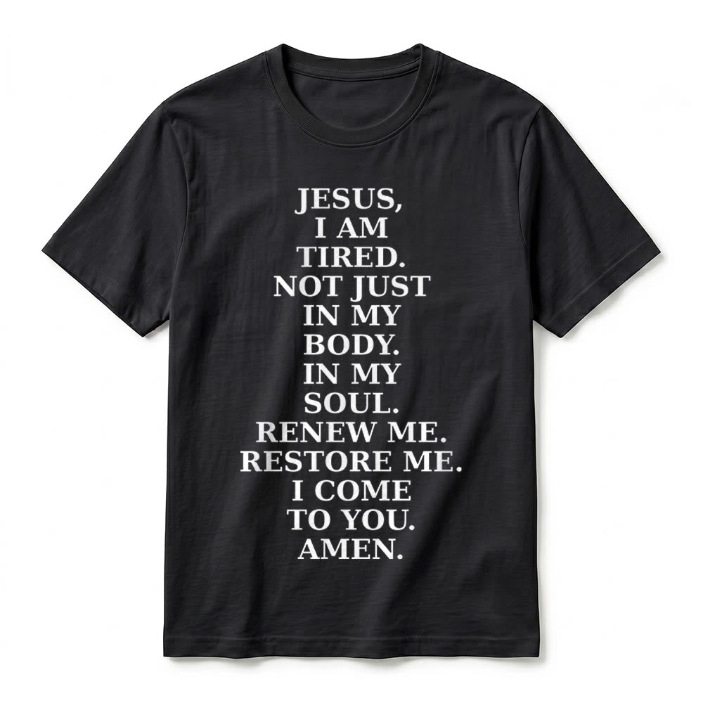 Christianartworkshop „Jesus, ich bin müde, erneuere mich“ – Andachts-T-Shirt mit kurzen Ärmeln (Premium-Qualität) - image 11