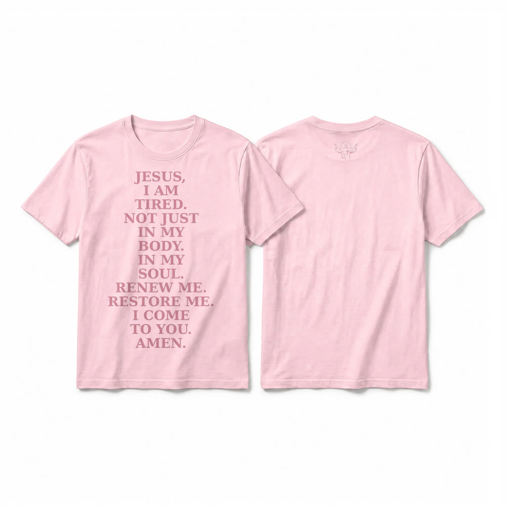 Christianartworkshop „Jesus, ich bin müde, erneuere mich“ – Andachts-T-Shirt mit kurzen Ärmeln (Premium-Qualität) - Rosa - 2XL - image 25