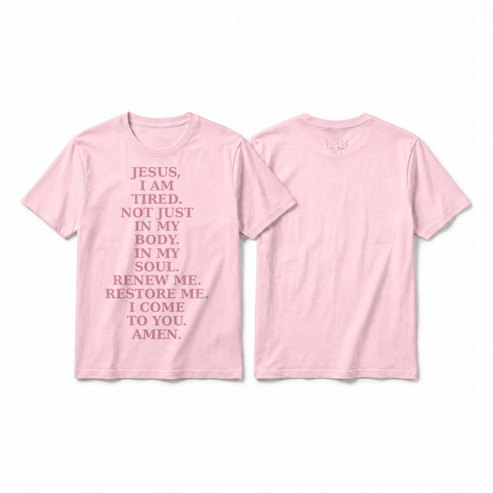 Christianartworkshop „Jesus, ich bin müde, erneuere mich“ – Andachts-T-Shirt mit kurzen Ärmeln (Premium-Qualität) - Rosa - 2XL - image 25