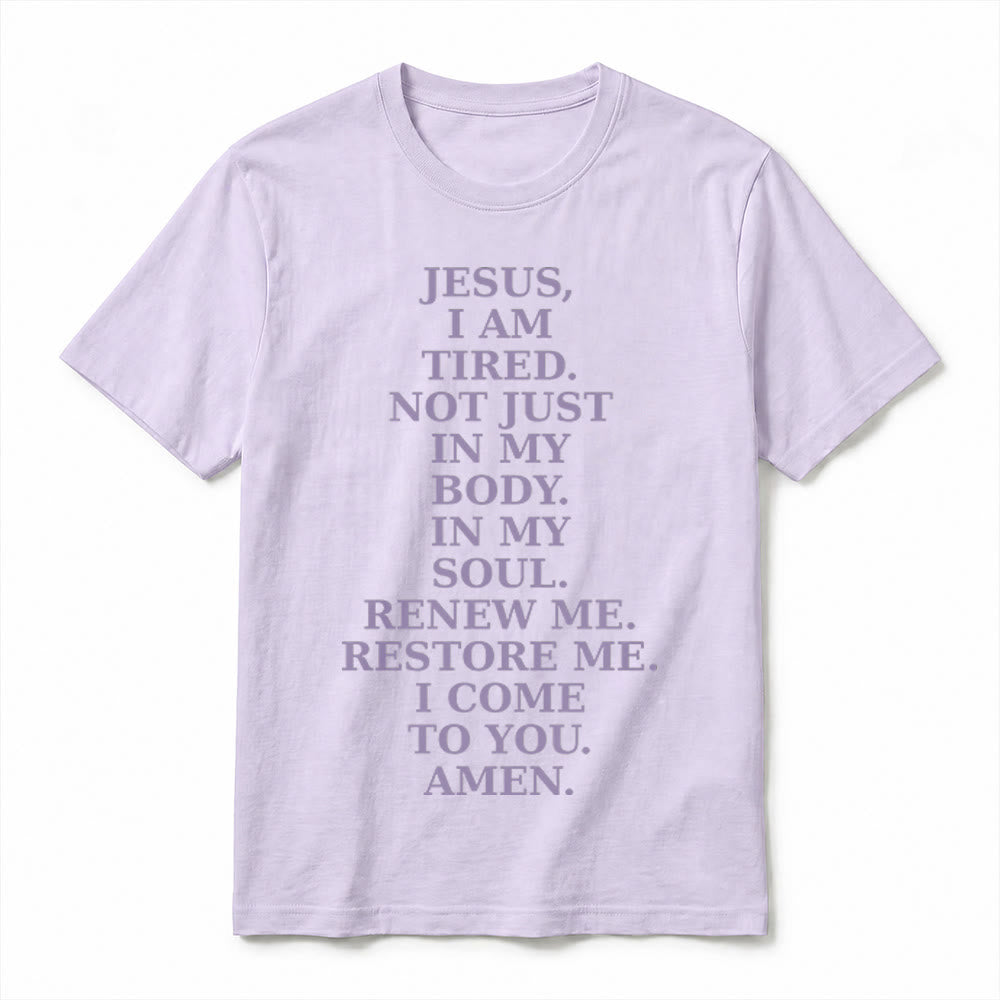 Christianartworkshop „Jesus, ich bin müde, erneuere mich“ – Andachts-T-Shirt mit kurzen Ärmeln (Premium-Qualität) - image 5