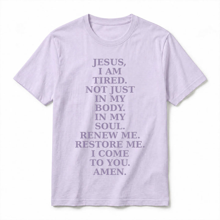 Christianartworkshop „Jesus, ich bin müde, erneuere mich“ – Andachts-T-Shirt mit kurzen Ärmeln (Premium-Qualität) - image 5