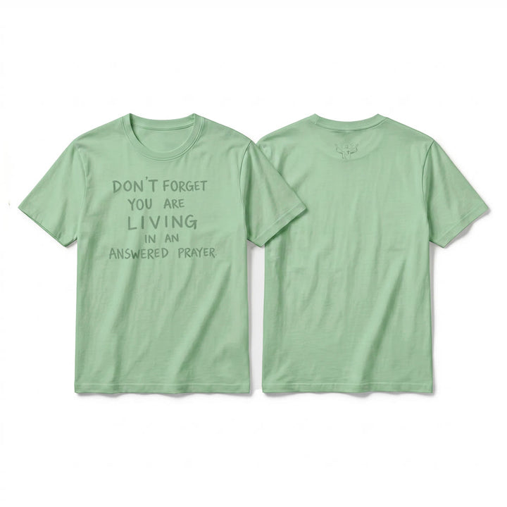 Christianartworkshop Premium-T-Shirt „Erhörtes Gebet“ mit kurzen Ärmeln – Treue Dankbarkeit - Hellgrün - 2XL - image 22