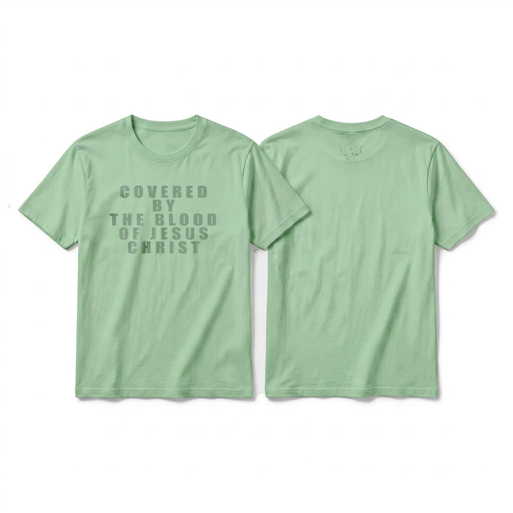 Christianartworkshop „Bedeckt durch das Blut Jesu Christi“ Statement Premium Kurzarm-T-Shirt - Hellgrün - 2XL - image 23