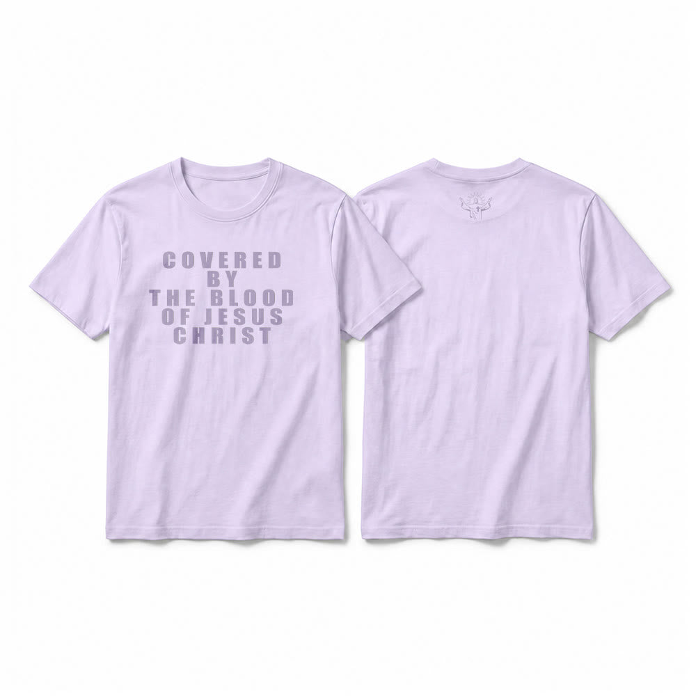 Christianartworkshop „Bedeckt durch das Blut Jesu Christi“ Statement Premium Kurzarm-T-Shirt - Lila - 2XL - image 11