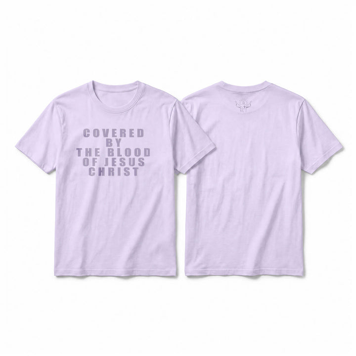 Christianartworkshop „Bedeckt durch das Blut Jesu Christi“ Statement Premium Kurzarm-T-Shirt - Lila - 2XL - image 11