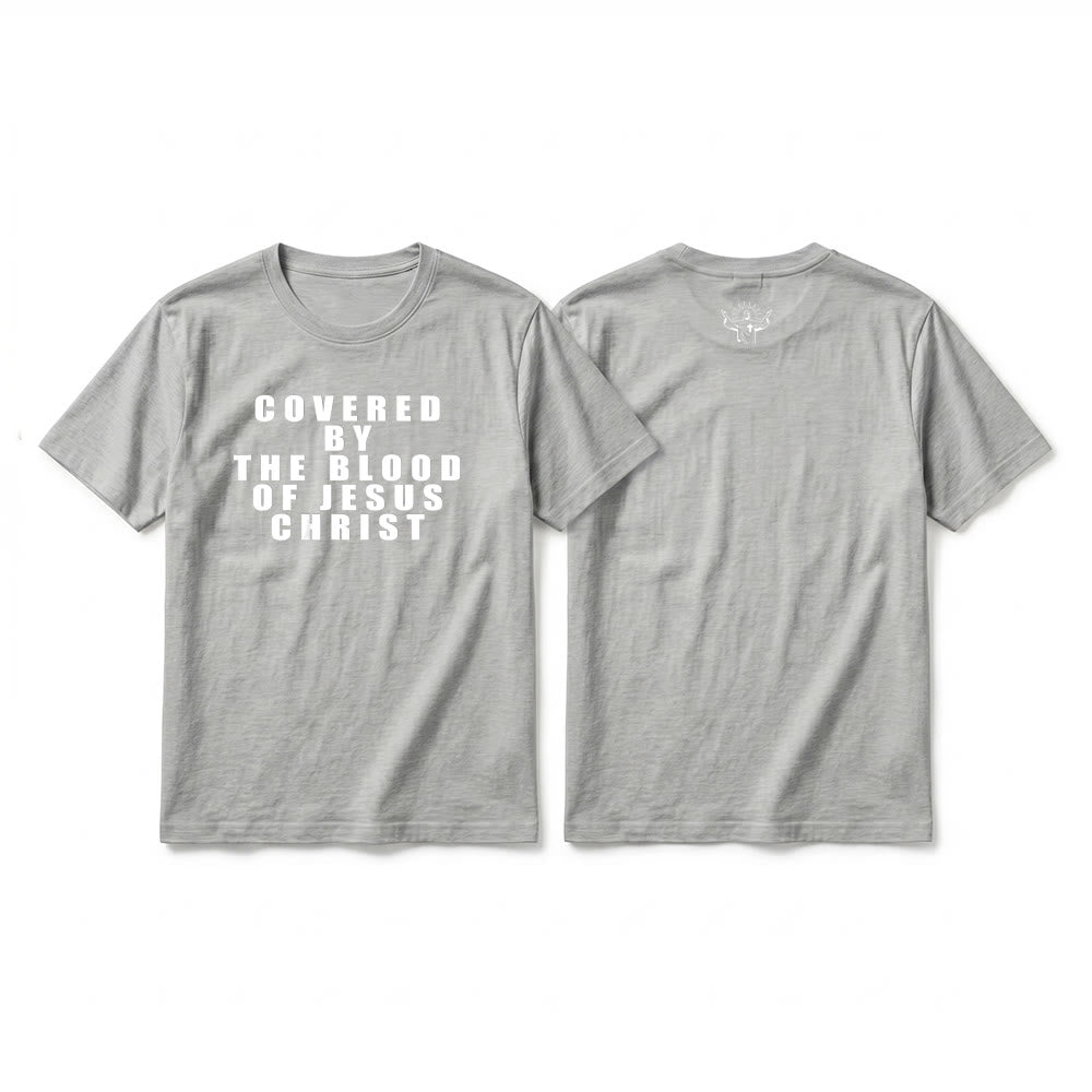 Christianartworkshop „Bedeckt durch das Blut Jesu Christi“ Statement Premium Kurzarm-T-Shirt - Grau - 2XL - image 17