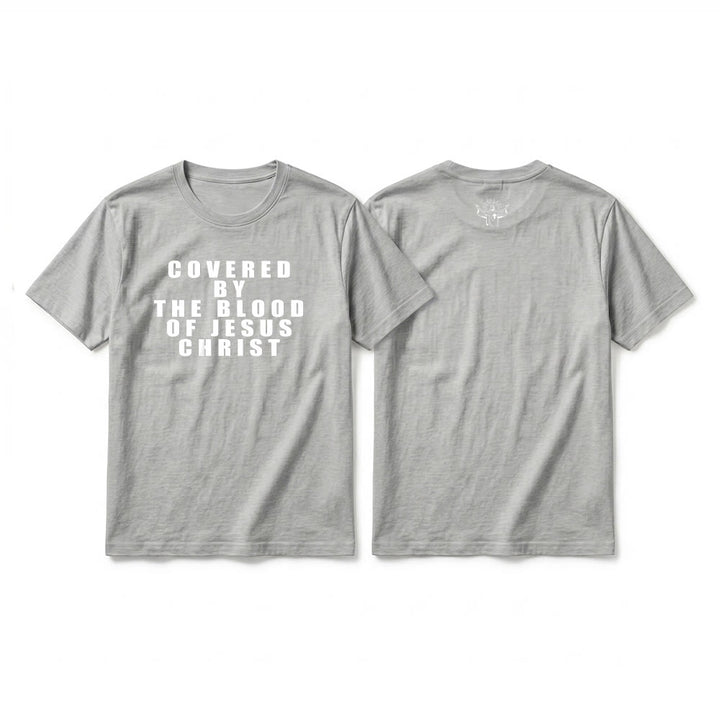Christianartworkshop „Bedeckt durch das Blut Jesu Christi“ Statement Premium Kurzarm-T-Shirt - Grau - 2XL - image 17