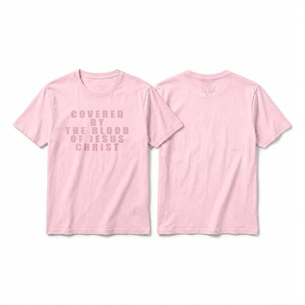 Christianartworkshop „Bedeckt durch das Blut Jesu Christi“ Statement Premium Kurzarm-T-Shirt - Rosa - 2XL - image 5