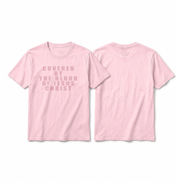 Christianartworkshop „Bedeckt durch das Blut Jesu Christi“ Statement Premium Kurzarm-T-Shirt - Rosa - 2XL - image 5