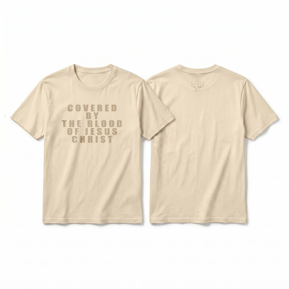 Christianartworkshop „Bedeckt durch das Blut Jesu Christi“ Statement Premium Kurzarm-T-Shirt - Beige - 2XL - image 20