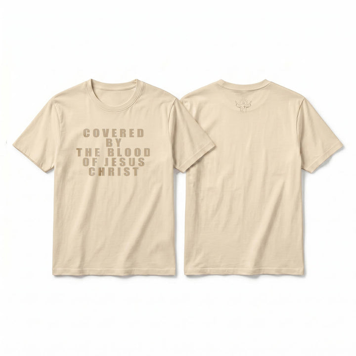 Christianartworkshop „Bedeckt durch das Blut Jesu Christi“ Statement Premium Kurzarm-T-Shirt - Beige - 2XL - image 20