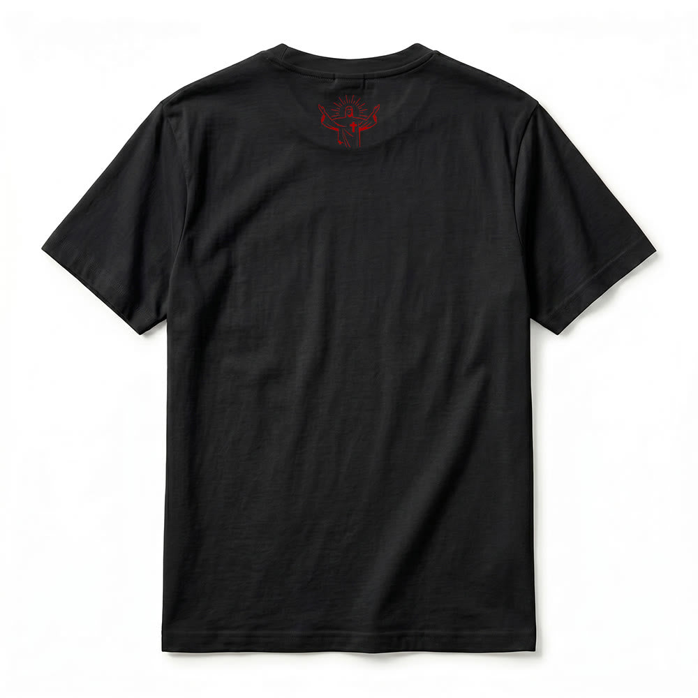 Christianartworkshop Psalm 34,7 „Der Engel des Herrn“ – Premium-T-Shirt mit Vorder- und Rückseitendruck, Kurzarm - image 3