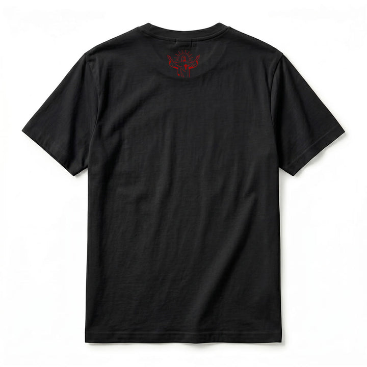 Christianartworkshop Psalm 34,7 „Der Engel des Herrn“ – Premium-T-Shirt mit Vorder- und Rückseitendruck, Kurzarm - image 3