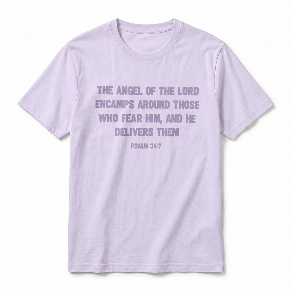Christianartworkshop Psalm 34,7 „Der Engel des Herrn“ – Premium-T-Shirt mit Vorder- und Rückseitendruck, Kurzarm - image 14