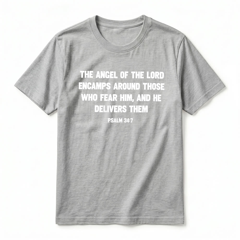 Christianartworkshop Psalm 34,7 „Der Engel des Herrn“ – Premium-T-Shirt mit Vorder- und Rückseitendruck, Kurzarm - image 17