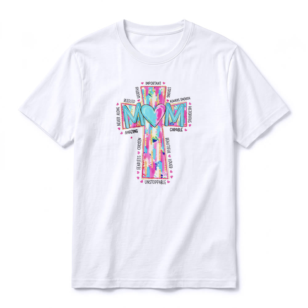 Christianartworkshop Faith Mom T-Shirt mit Kreuzmuster auf der Vorderseite, Premium-Kurzarmshirt - image 2