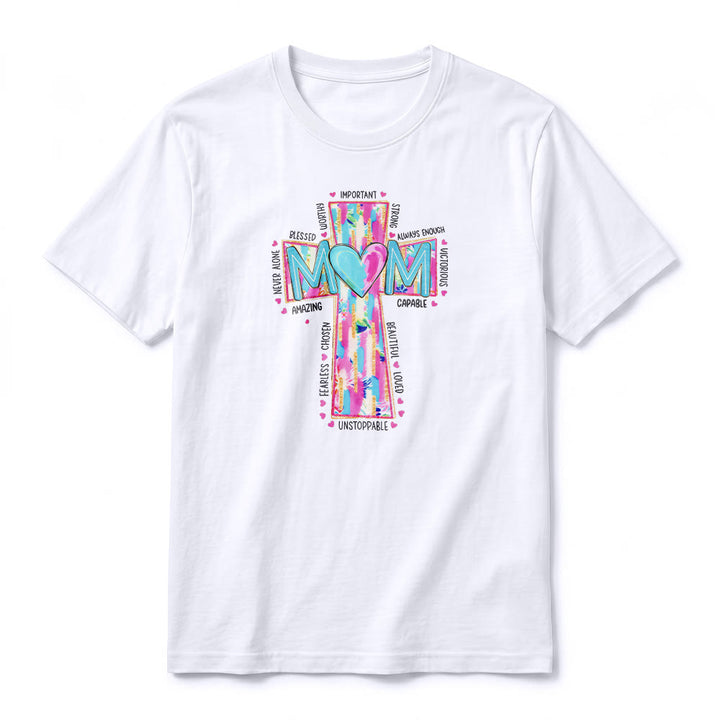 Christianartworkshop Faith Mom T-Shirt mit Kreuzmuster auf der Vorderseite, Premium-Kurzarmshirt - image 2