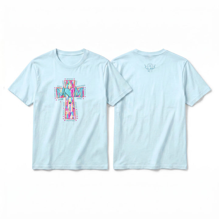 Christianartworkshop Faith Mom T-Shirt mit Kreuzmuster auf der Vorderseite, Premium-Kurzarmshirt - Blau - 2XL - image 10
