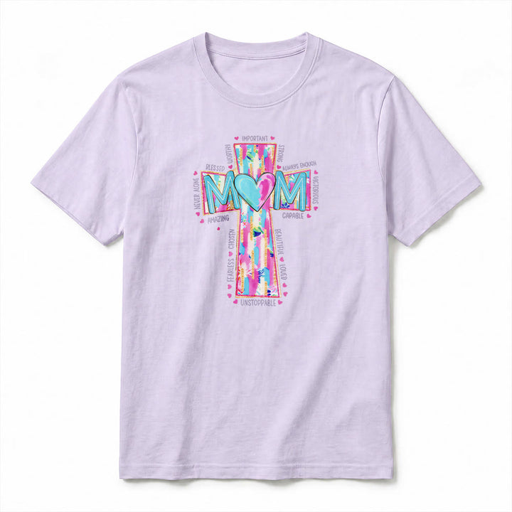 Christianartworkshop Faith Mom T-Shirt mit Kreuzmuster auf der Vorderseite, Premium-Kurzarmshirt - image 14