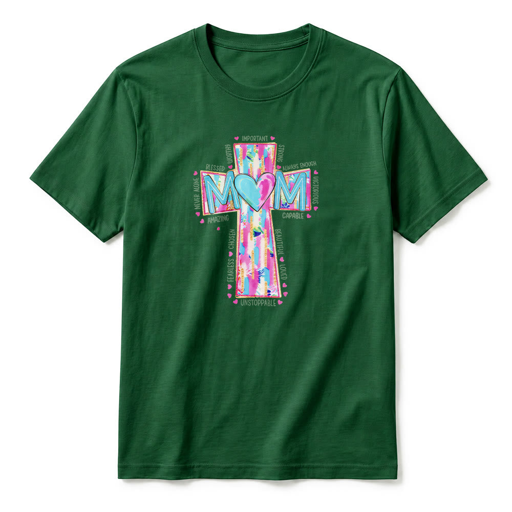 Christianartworkshop Faith Mom T-Shirt mit Kreuzmuster auf der Vorderseite, Premium-Kurzarmshirt - image 26