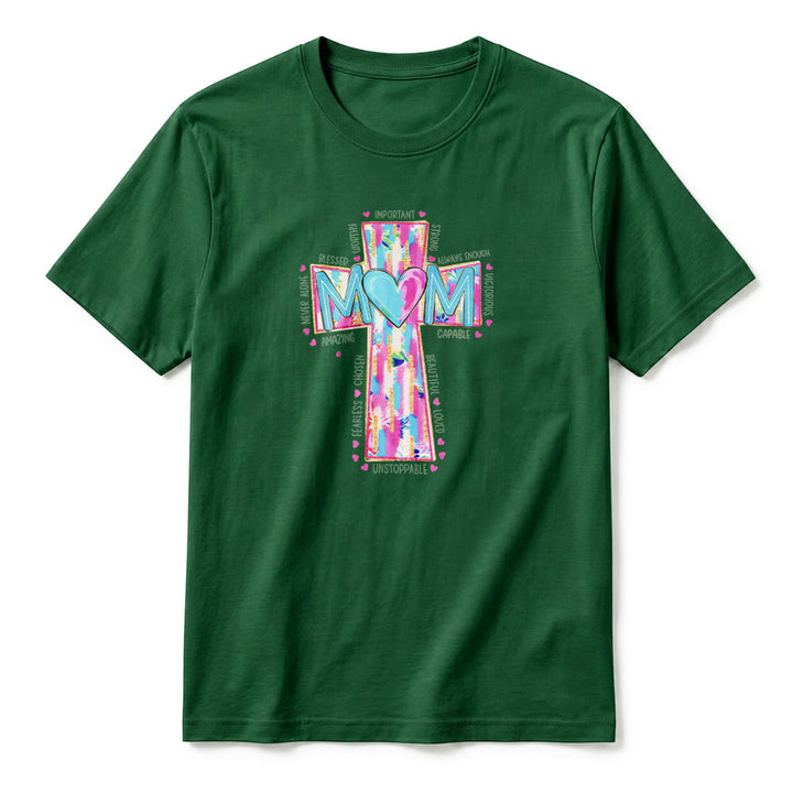 Christianartworkshop Faith Mom T-Shirt mit Kreuzmuster auf der Vorderseite, Premium-Kurzarmshirt - image 26