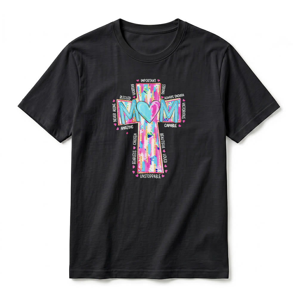Christianartworkshop Faith Mom T-Shirt mit Kreuzmuster auf der Vorderseite, Premium-Kurzarmshirt - image 5
