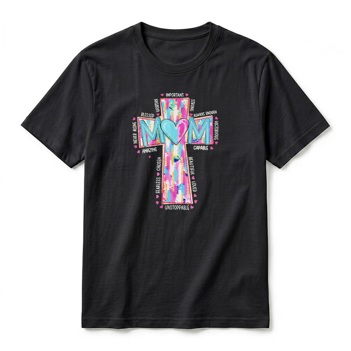 Christianartworkshop Faith Mom T-Shirt mit Kreuzmuster auf der Vorderseite, Premium-Kurzarmshirt - image 5