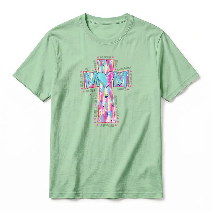 Christianartworkshop Faith Mom T-Shirt mit Kreuzmuster auf der Vorderseite, Premium-Kurzarmshirt - image 23