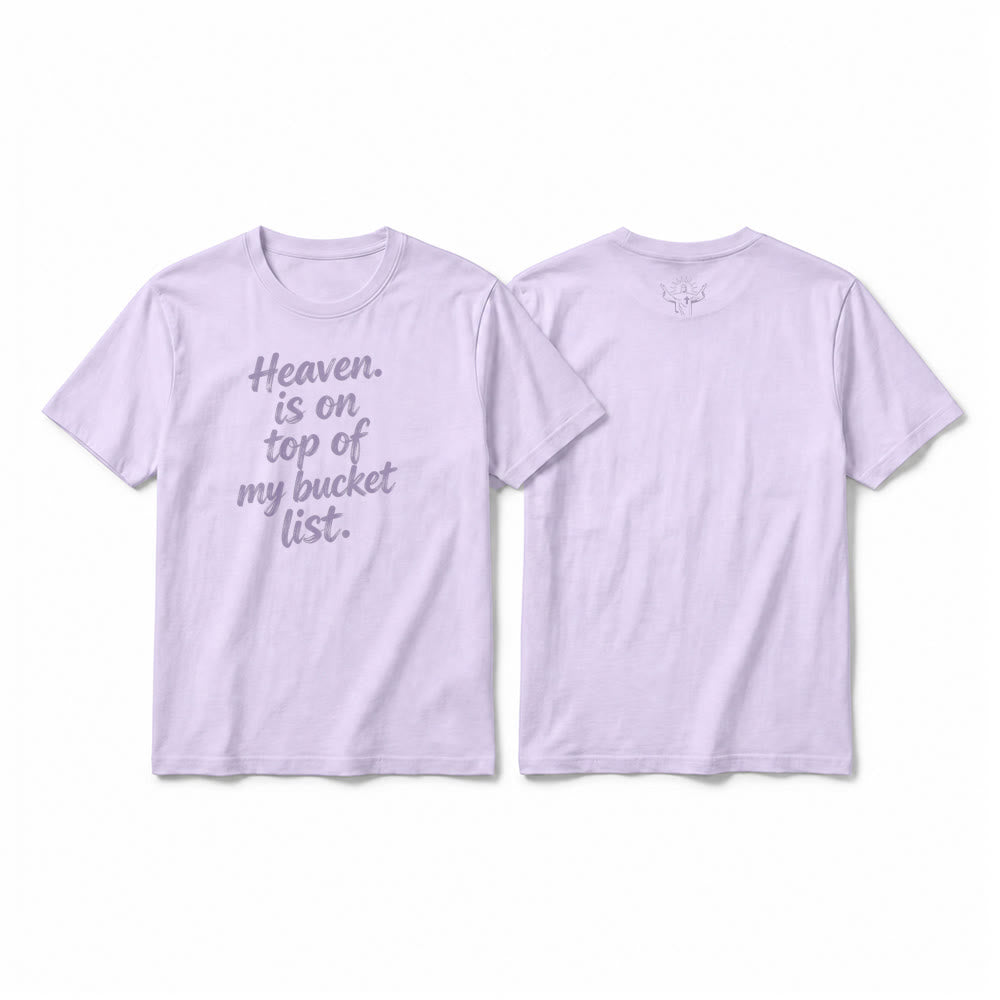 Christianartworkshop „Der Himmel steht ganz oben auf meiner Wunschliste“ Lavendel Premium Kurzarm-T-Shirt - Lila - 2XL - image 1
