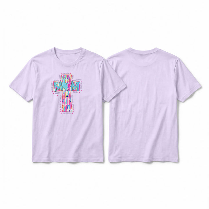 Christianartworkshop Faith Mom T-Shirt mit Kreuzmuster auf der Vorderseite, Premium-Kurzarmshirt - Lila - 2XL - image 13