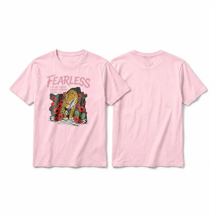 Christianartworkshop „Furchtlos, denn mein Gott ist immer mit mir“ Jesaja 41,10 Premium Kurzarm-T-Shirt - Rosa - 2XL - image 25